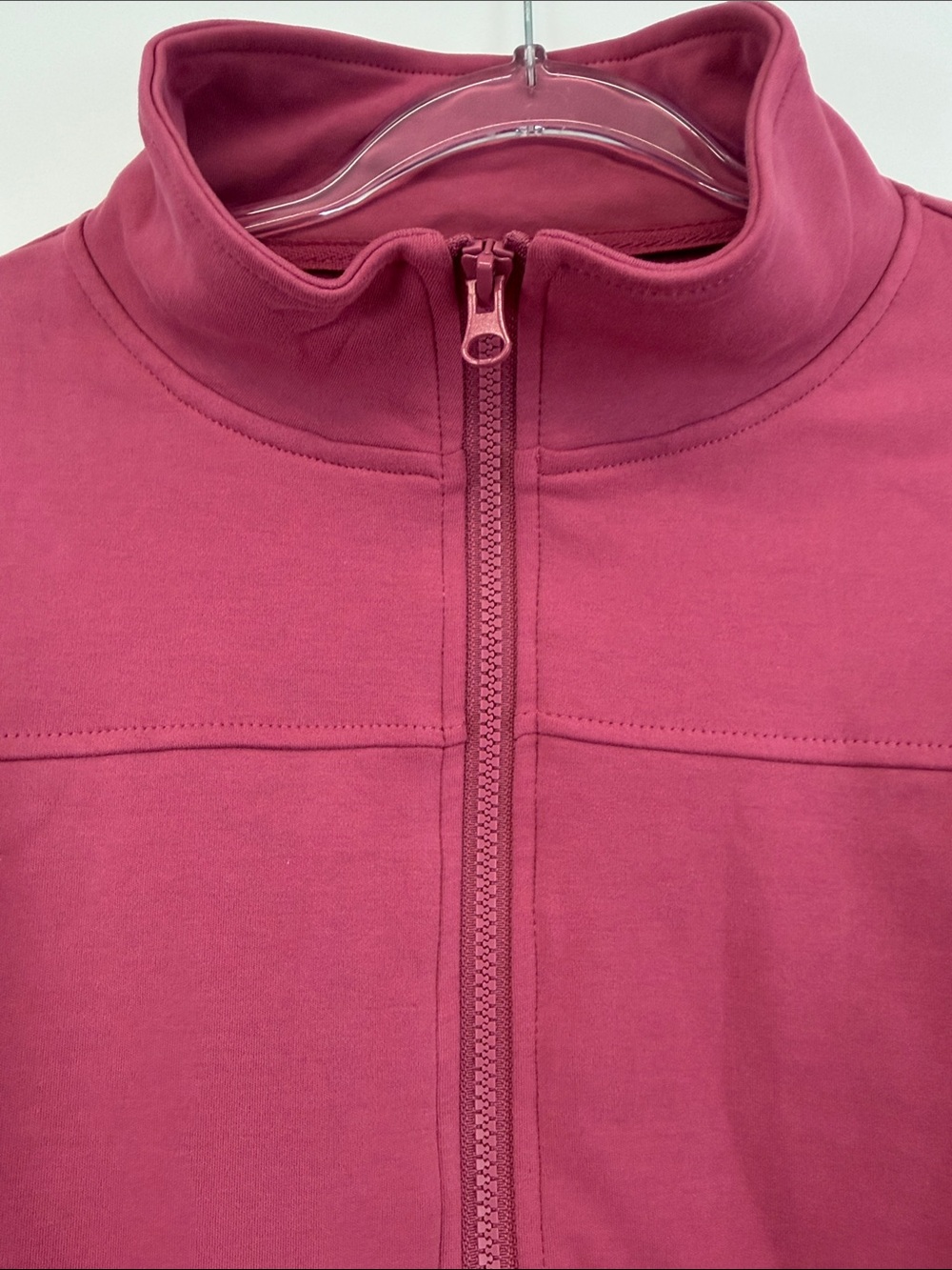 Gold Hinge Cinched Zip Up Cropped Jacket Berry Pink Funnel Neck Women’s L - Picture 4 of 10